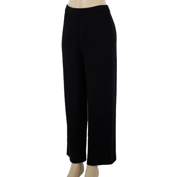 St John Collection Sz 8 x 30 Black High Waisted Wide Leg Santana Knit Pants - Picture 1 of 14